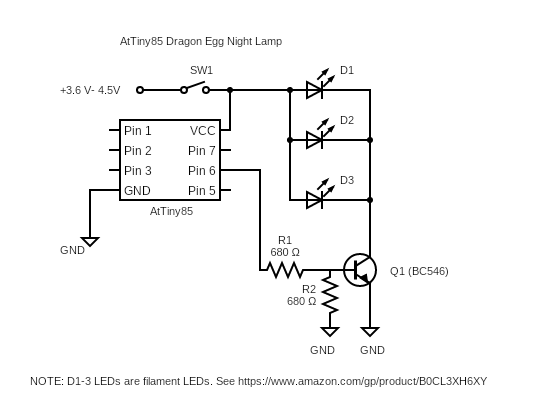 Attiny85 dragon egg night lamp