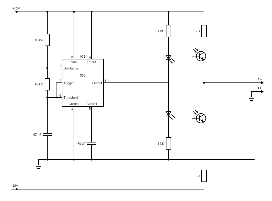 Oscillator plus minus 12V