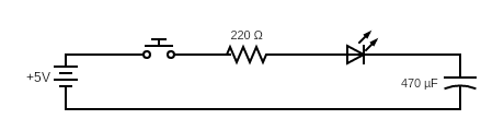 Capacitor Delay LED Charge and Discharge