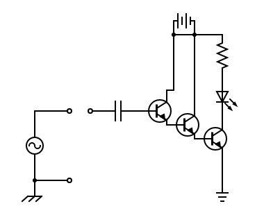 Ac voltage shop detector circuit