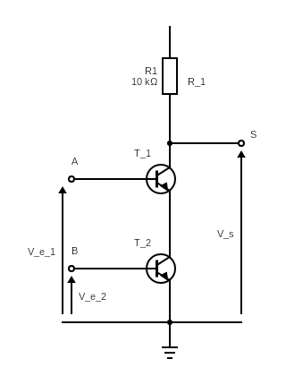NAND gate with 2 transistors