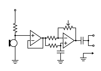 Condenser Microphone Amplifier Circuit