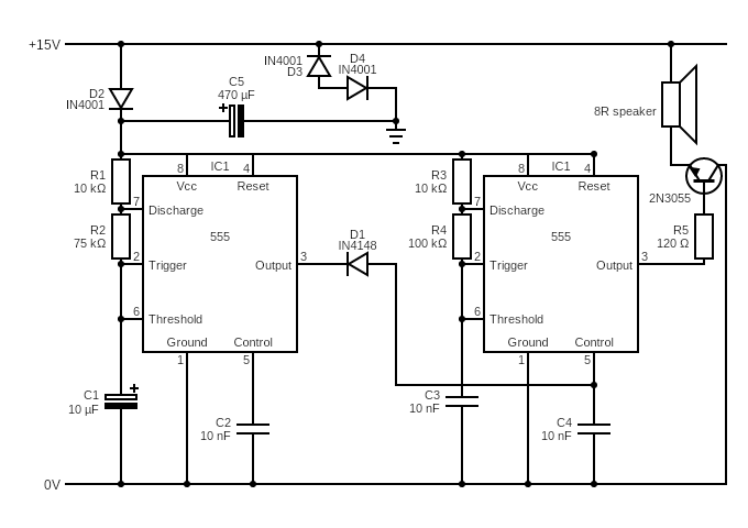 Pulsed IC 555 Alarm Circuit