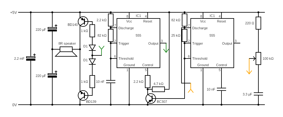 IC 555 Ambulance Siren Circuit