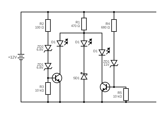 3 LED battery charge indicator circuit