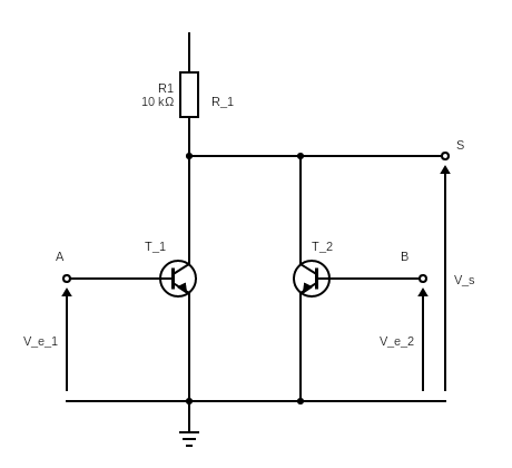 NOR gate with 2 transistors