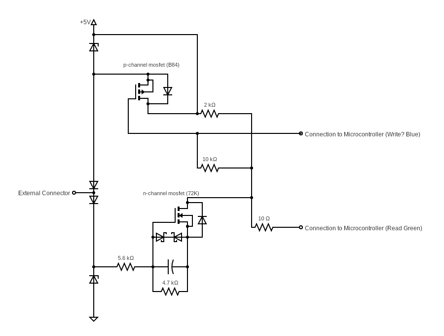 Circuit From Extern Connector On Bus to Microcontroller