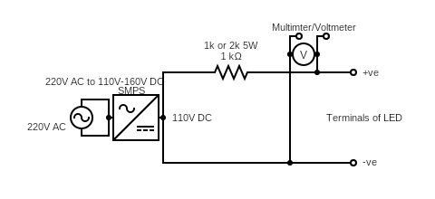 220V AV to 110V DC SMPS LED Tester