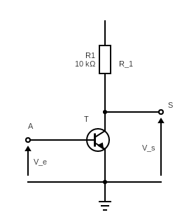 NOT gate with transistor